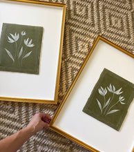 Load image into Gallery viewer, 17”x21” framed pair on handmade olive paper