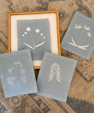 Load image into Gallery viewer, 9”x12” botanicals on French blue, a set of 4