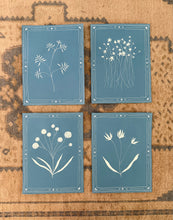 Load image into Gallery viewer, 9”x12” set of 4 on blue paper