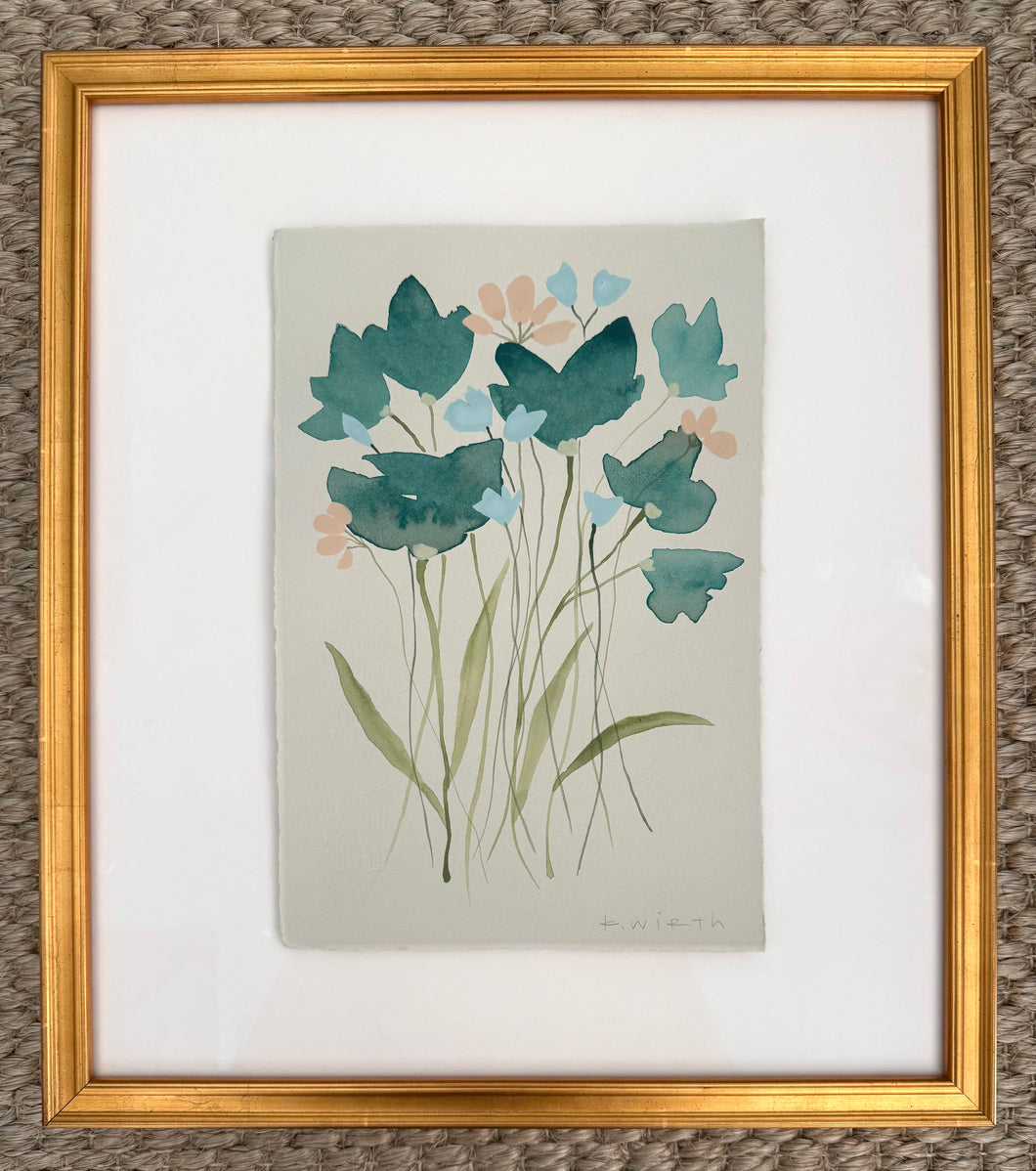 7.5”x11” floral on soft grey paper - IV