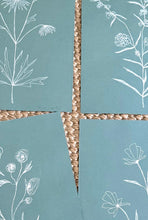 Load image into Gallery viewer, 12” x 18” line drawing botanicals on deep teal, a set of 4
