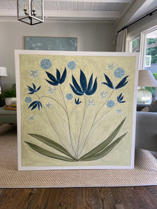48”x48” on canvas “Pinstripe Floral IV”