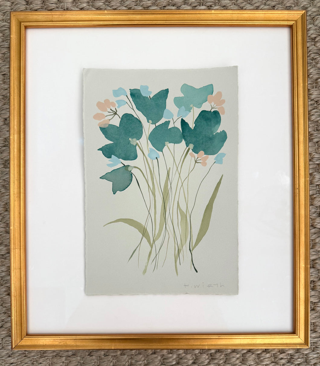 7.5”x11” floral on soft grey paper - VI