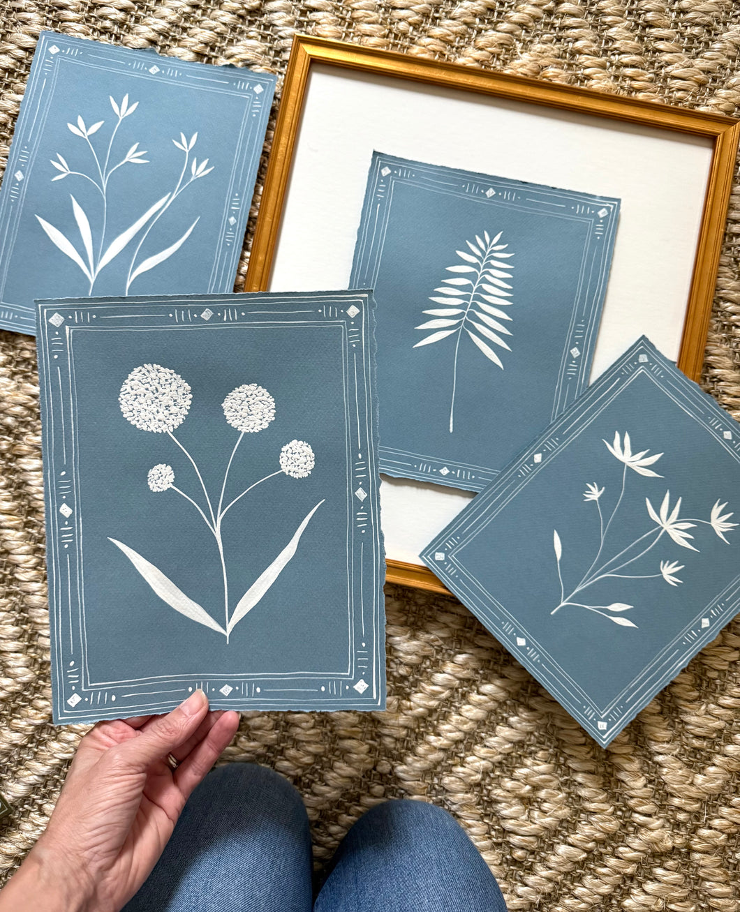 8”x10” set of 4 on blue