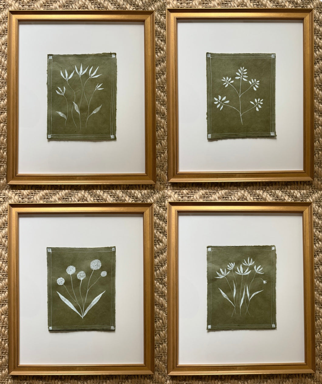 8”x10” set of 4 on handmade olive paper