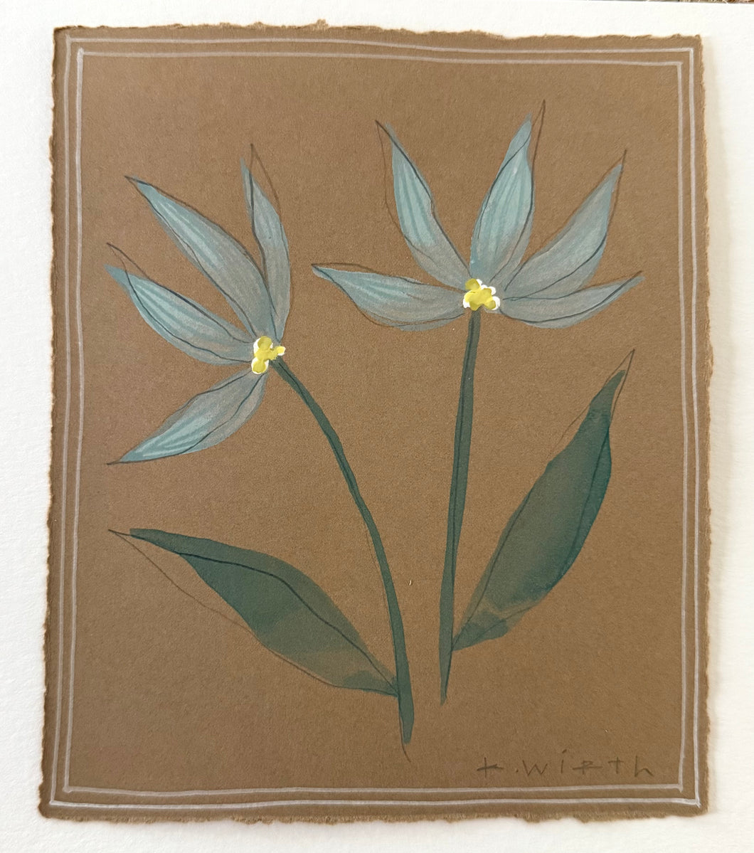 5.5”x6.5” floral on brown paper