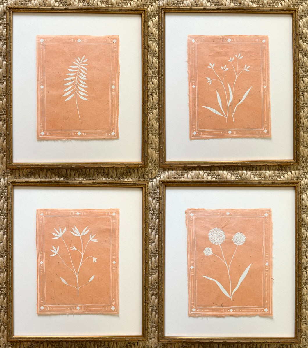 8”x10” set of 4 on handmade apricot paper