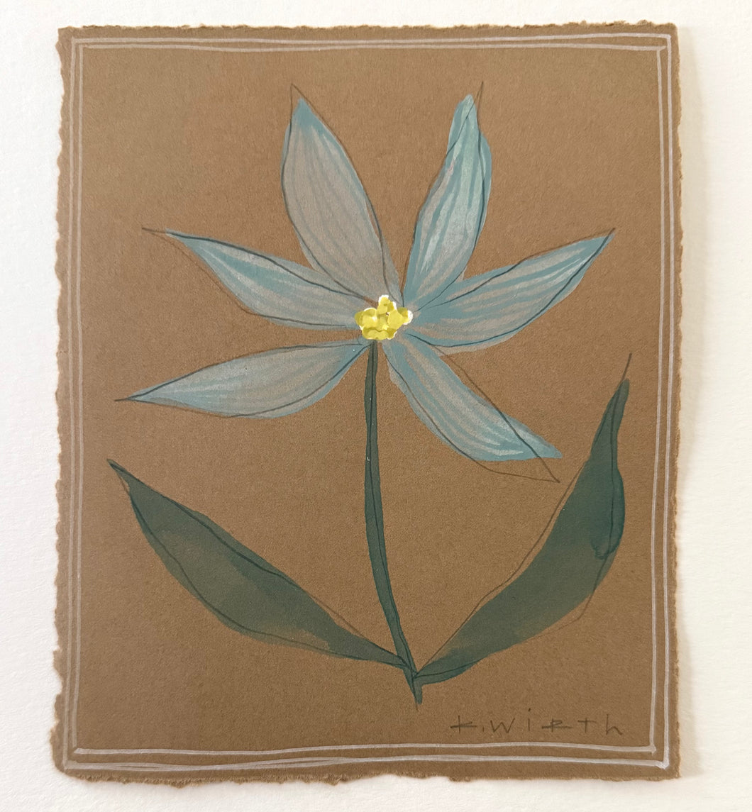 5.5”x6.5” floral on brown paper