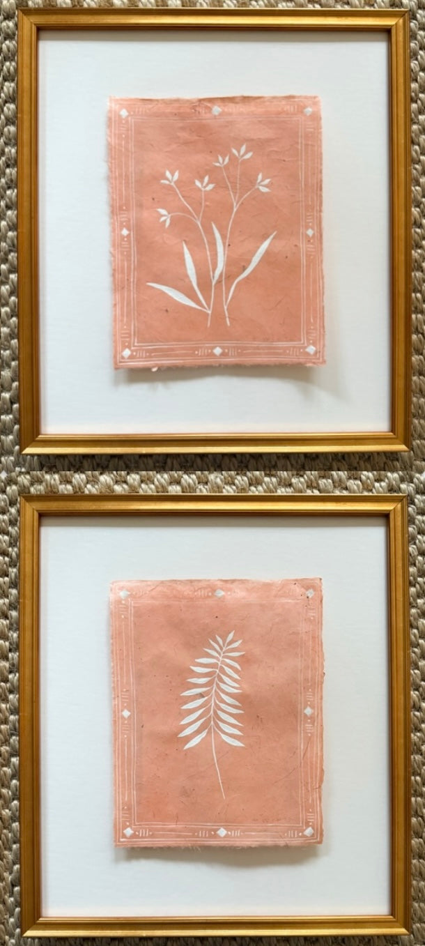 8”x10” pair on handmade apricot paper