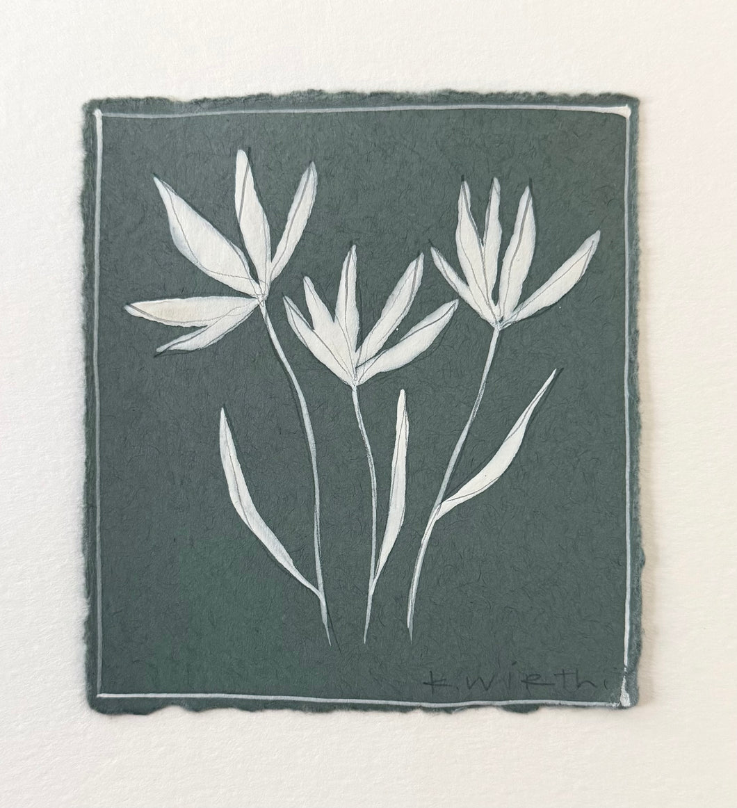 4”x4.5” floral on paper