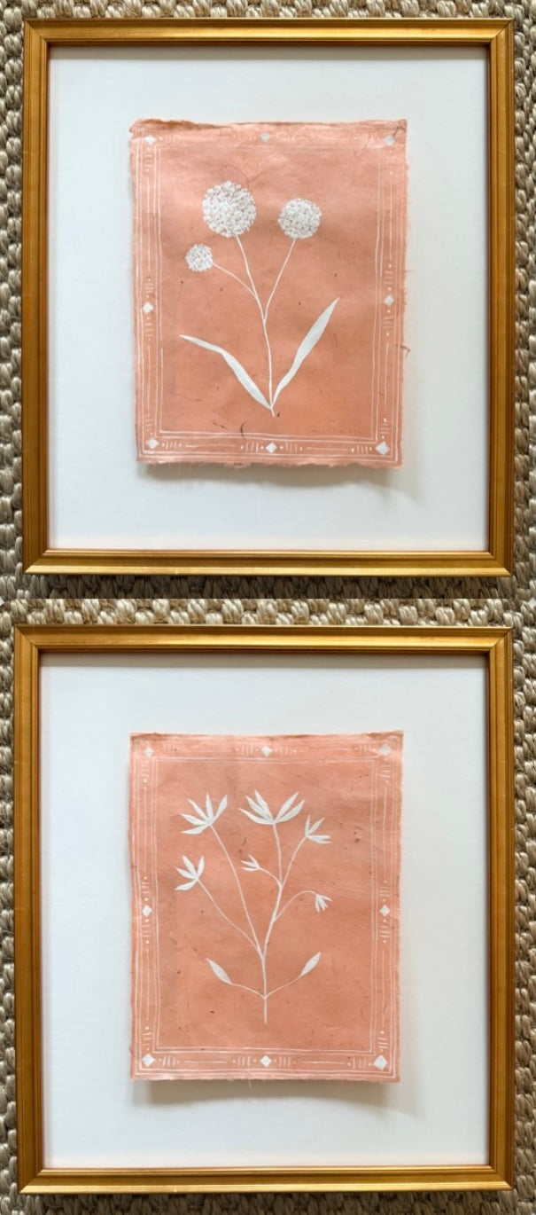 8”x10” pair on handmade apricot paper